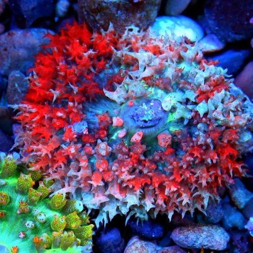 3" SAINT THOMAS RHODACTIS MUSHROOM CORAL - ONLY GET A FEW OF THESE A YEAR!